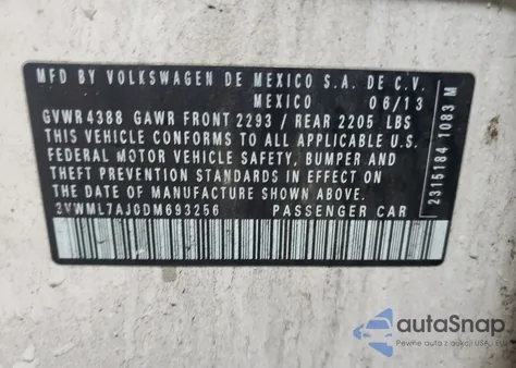 2013 Volkswagen Jetta Tdi from USA, damaged, VIN 3VWML7AJ0DM693256